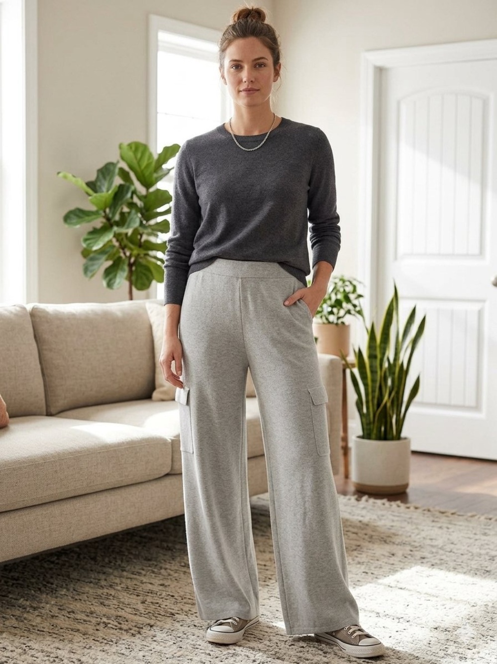 Sweater Wide Leg Cargo Joggers